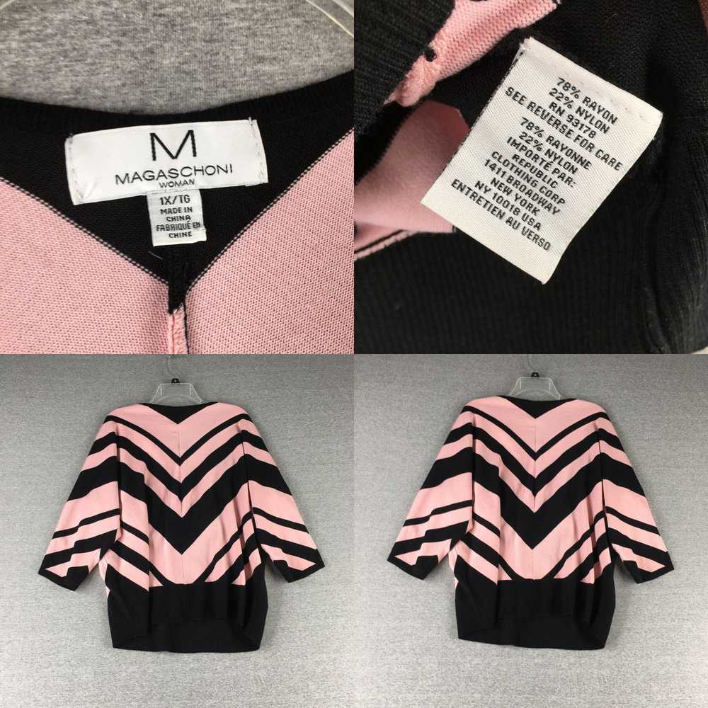 Vintage Magaschoni Sweater Womens 1X Pink Black D… - image 4