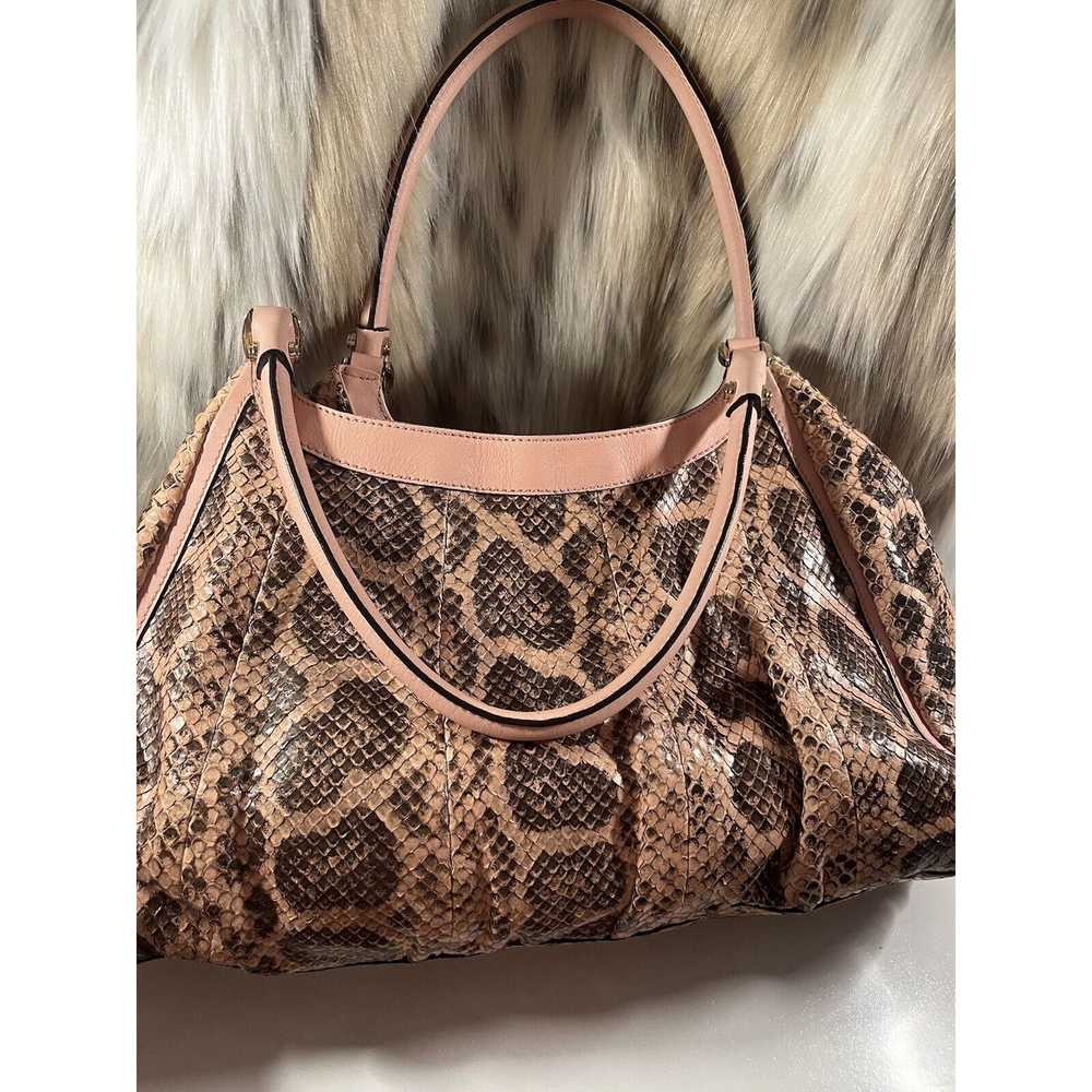 Gucci RARE Gucci PYTHON Handbag LARGE, Tan/pink. - image 2