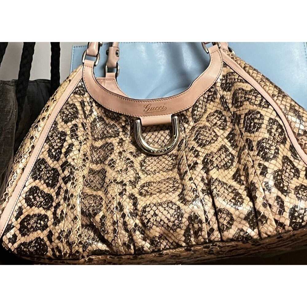 Gucci RARE Gucci PYTHON Handbag LARGE, Tan/pink. - image 3