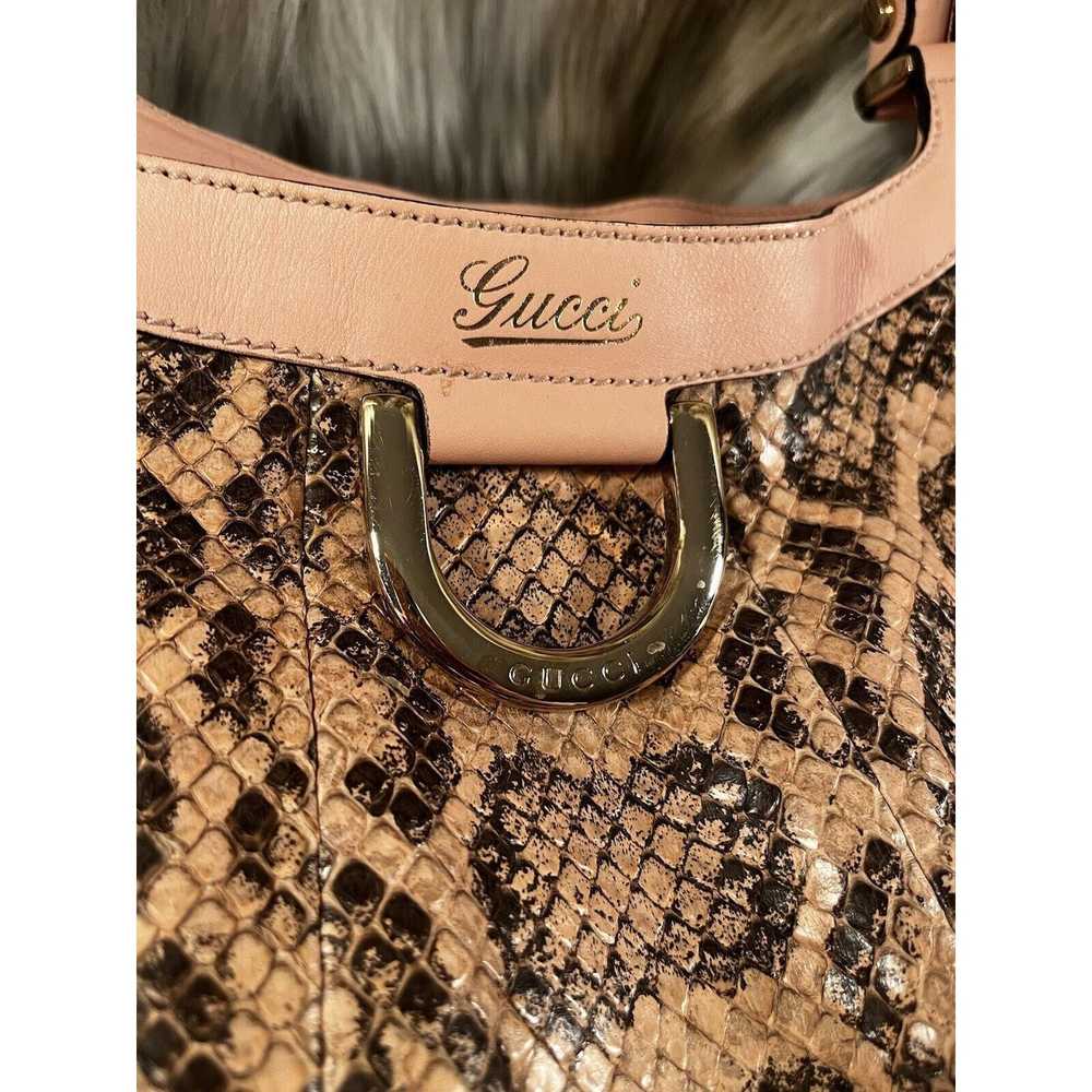 Gucci RARE Gucci PYTHON Handbag LARGE, Tan/pink. - image 4