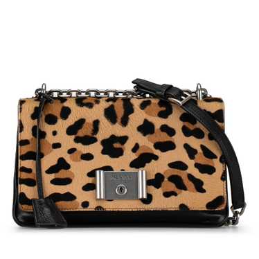 Tan Prada Cavallino Leopard Print Crossbody Bag