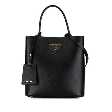 Black Prada Medium Saffiano Cuir Panier Satchel