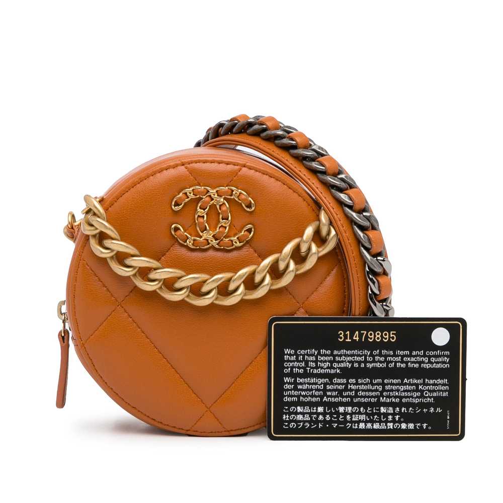Tan Chanel Lambskin 19 Round Clutch with Chain Sa… - image 11