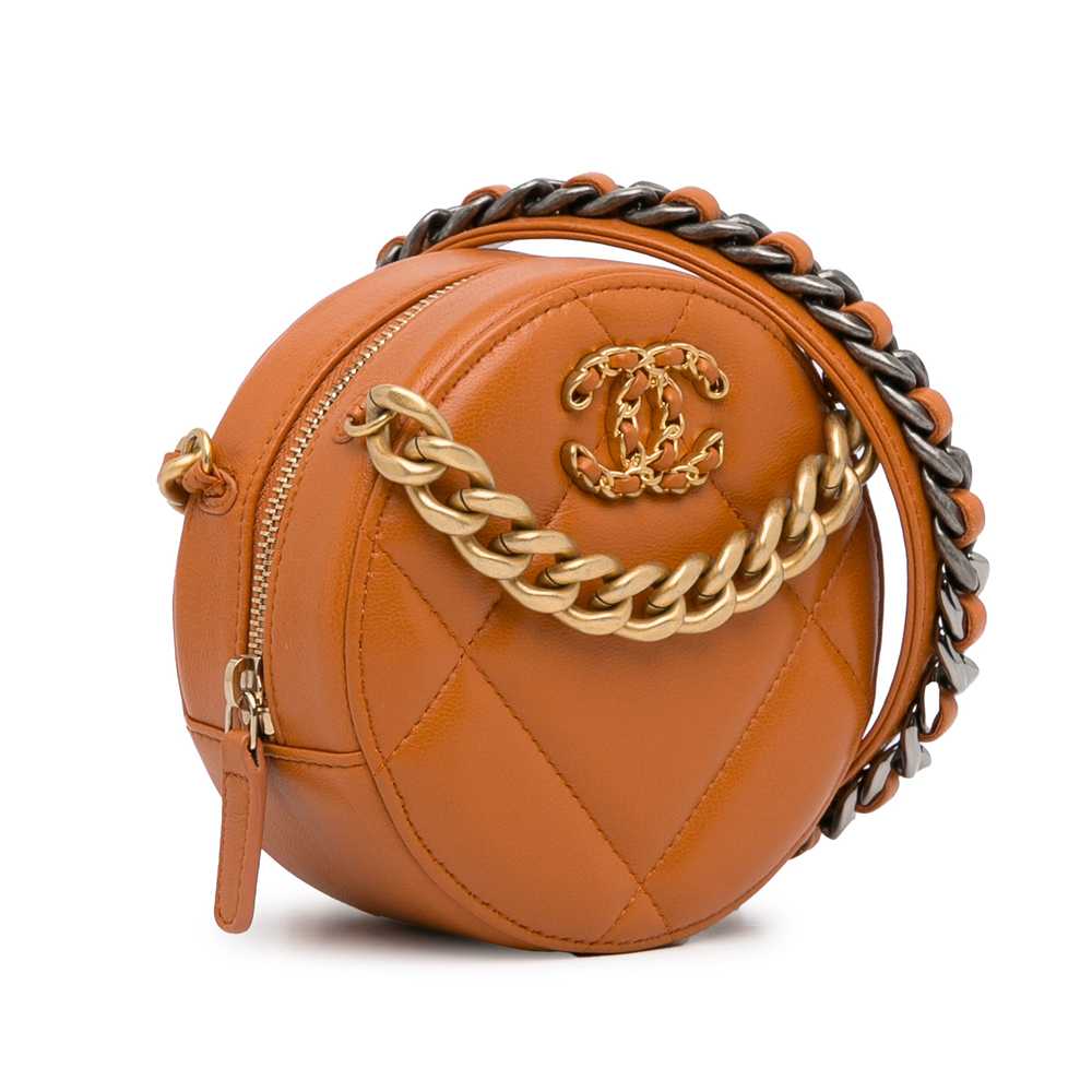 Tan Chanel Lambskin 19 Round Clutch with Chain Sa… - image 2