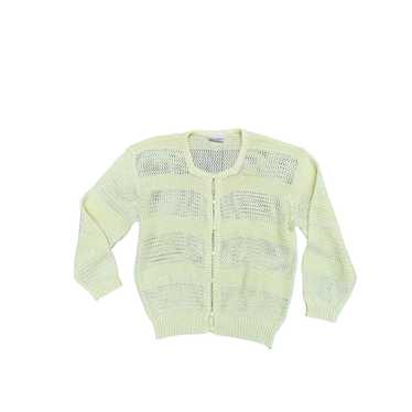 COURRÈGES White Logo Front yellow white outlet bouclé knit top