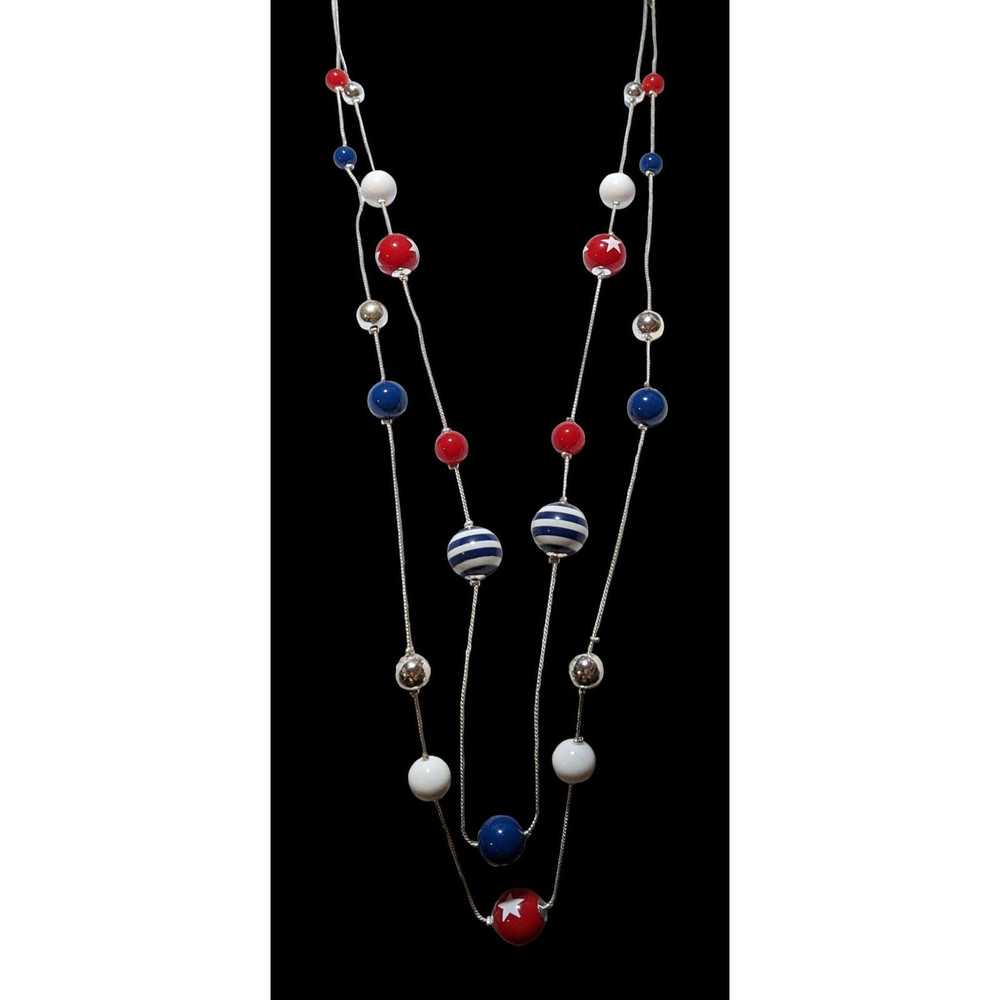 Other Patriotic Bubblegum Bead Necklace - image 2