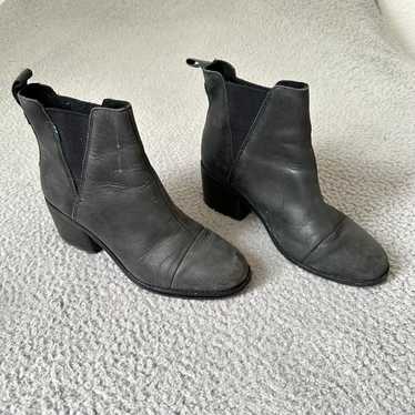 Toms TOMS Boots Womens Size 6 Black Heals Leather… - image 1