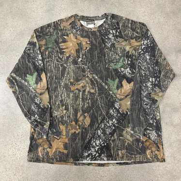 VTG Y2K Jerzees Outdoors Mossy Oak Woodland 2024 Camo Crewneck Sweatshirt Hunting Med