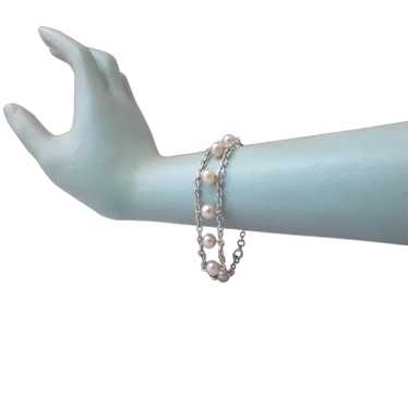 Sterling Silver Chain and Genuine Pearl Bracelet - image 1