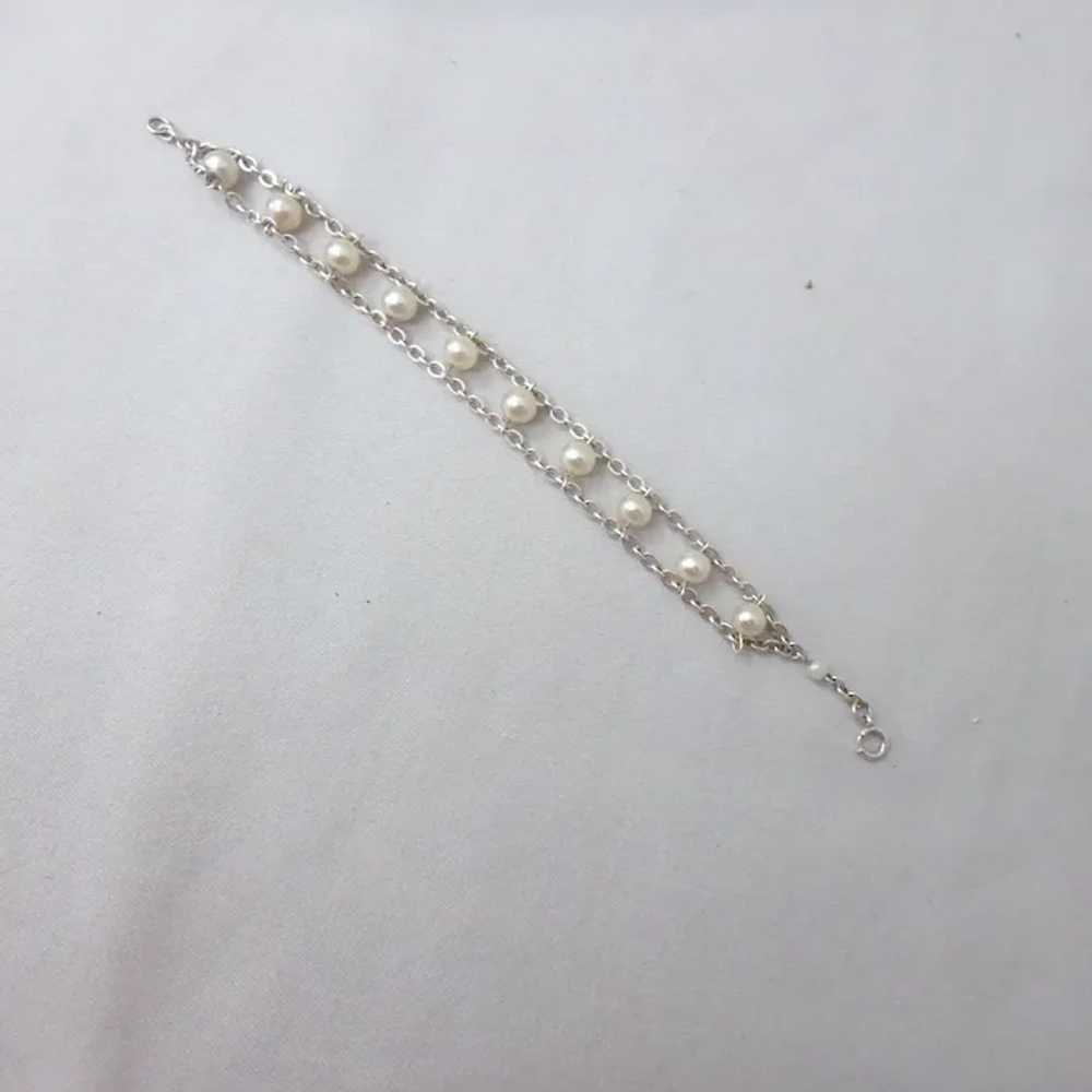 Sterling Silver Chain and Genuine Pearl Bracelet - image 3