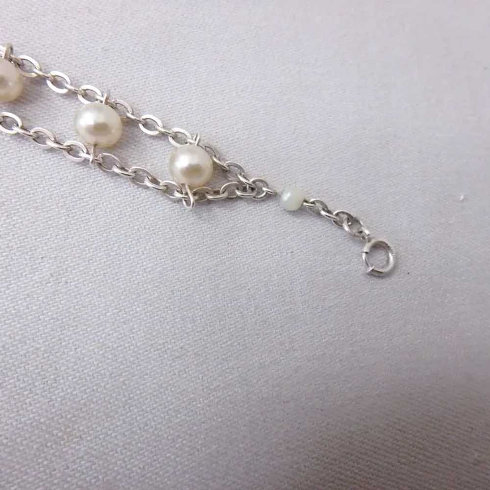 Sterling Silver Chain and Genuine Pearl Bracelet - image 5