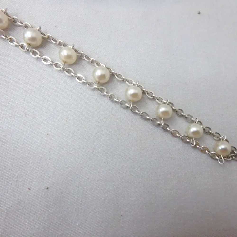Sterling Silver Chain and Genuine Pearl Bracelet - image 6