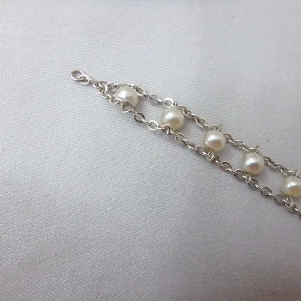 Sterling Silver Chain and Genuine Pearl Bracelet - image 7