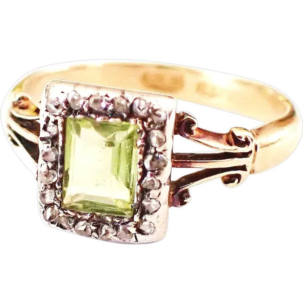 Victorian Diamond & Peridot Ring, 18ct Gold - image 1