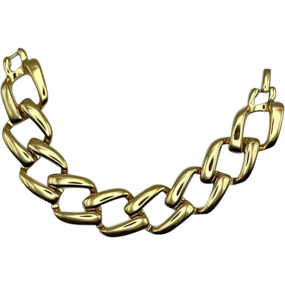 Napier Large Chain Elements Vintage Goldtone Brac… - image 1