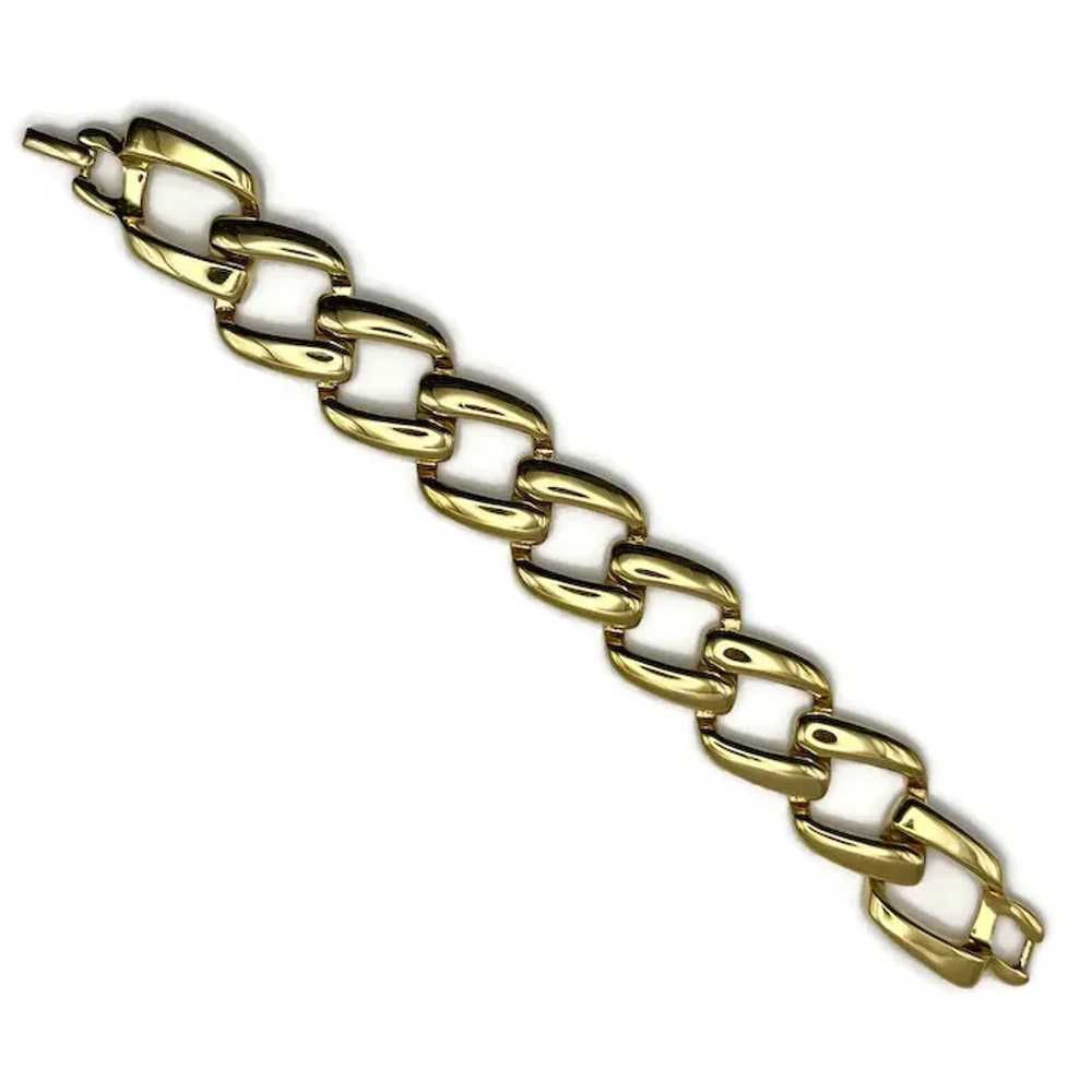 Napier Large Chain Elements Vintage Goldtone Brac… - image 3