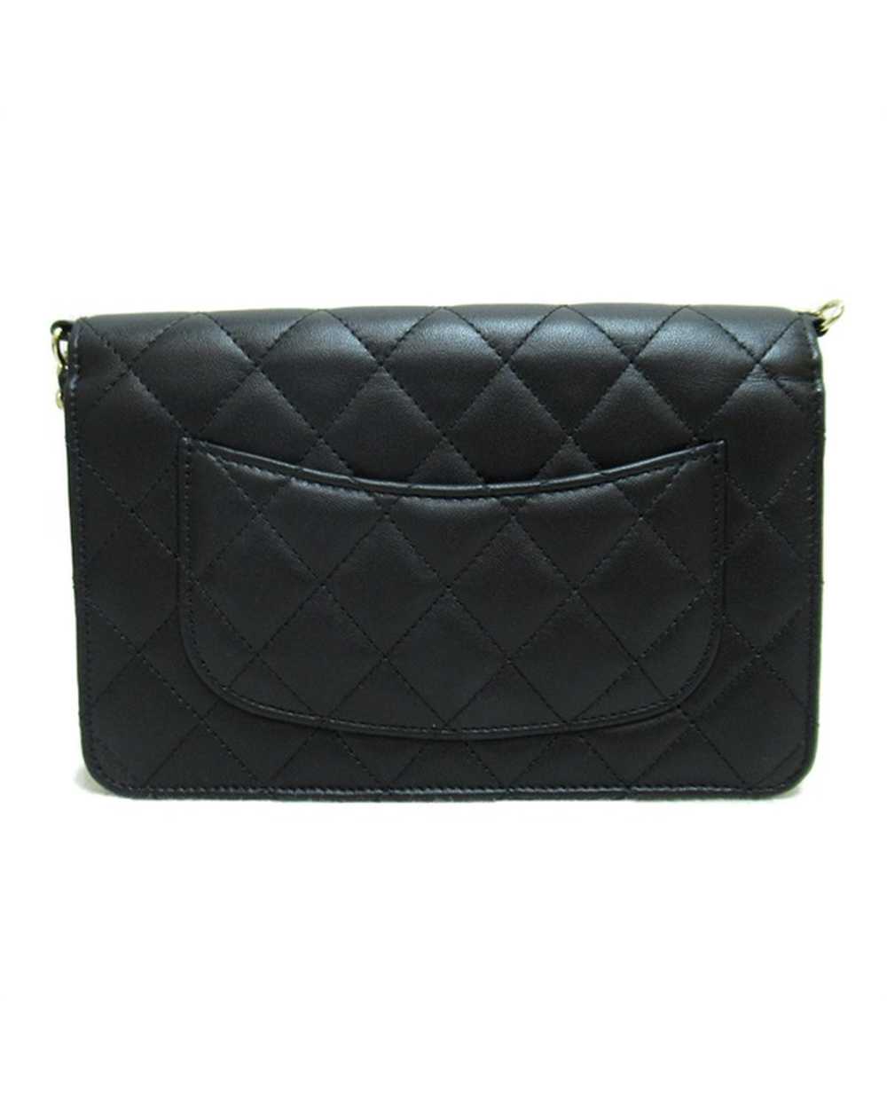 Pre Loved Chanel Black Quilted Leather Chain Flap… - image 2