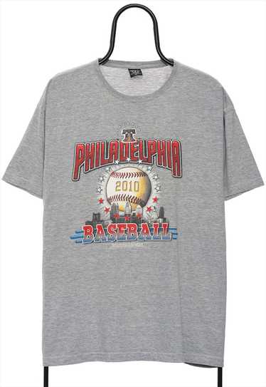 Retro Philadelphia Baseball Graphic Grey TShirt W… - image 1