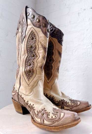leather studded cowboy boots