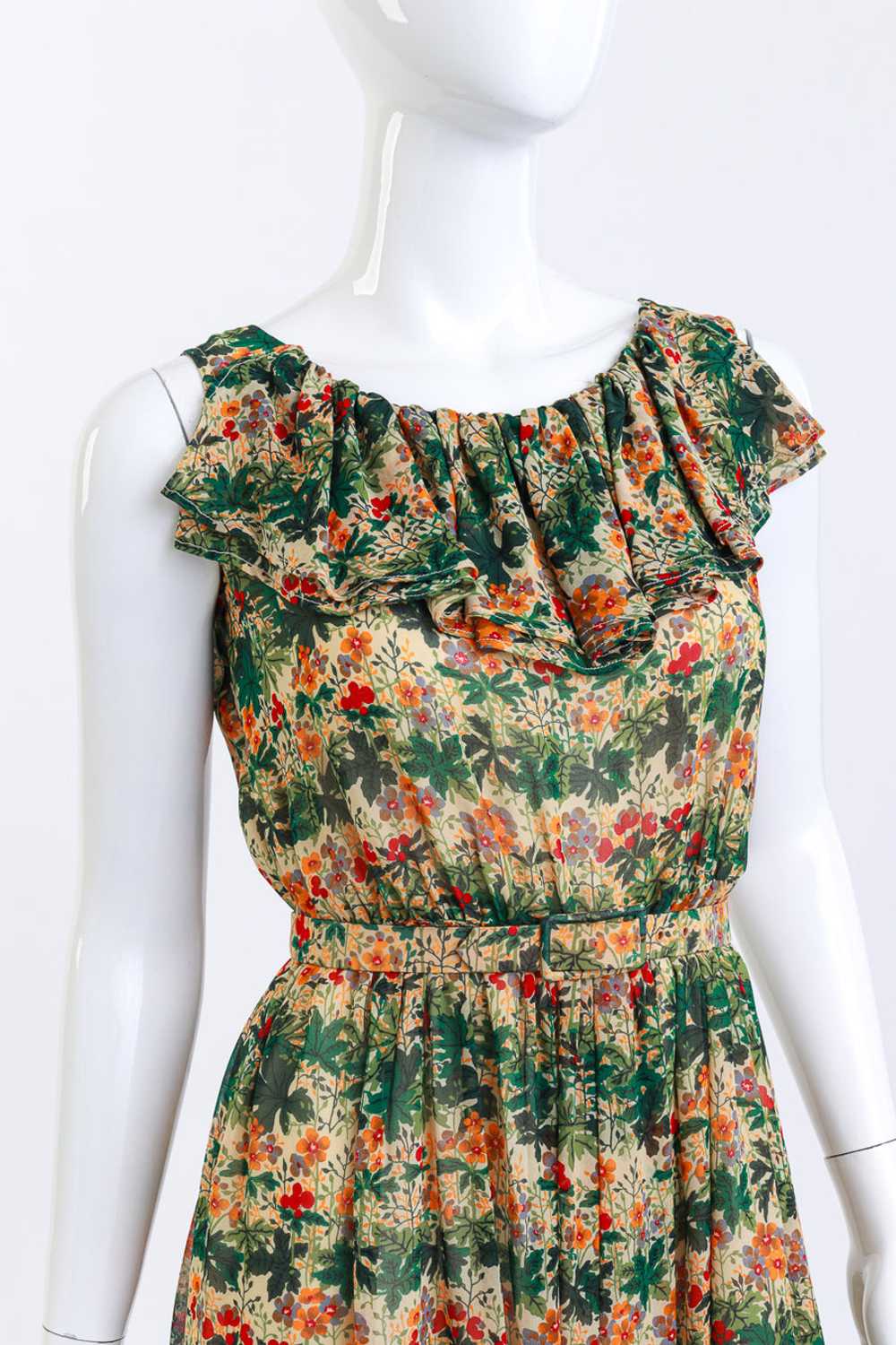 VALENTINO Floral Ruffle Silk Dress - image 4