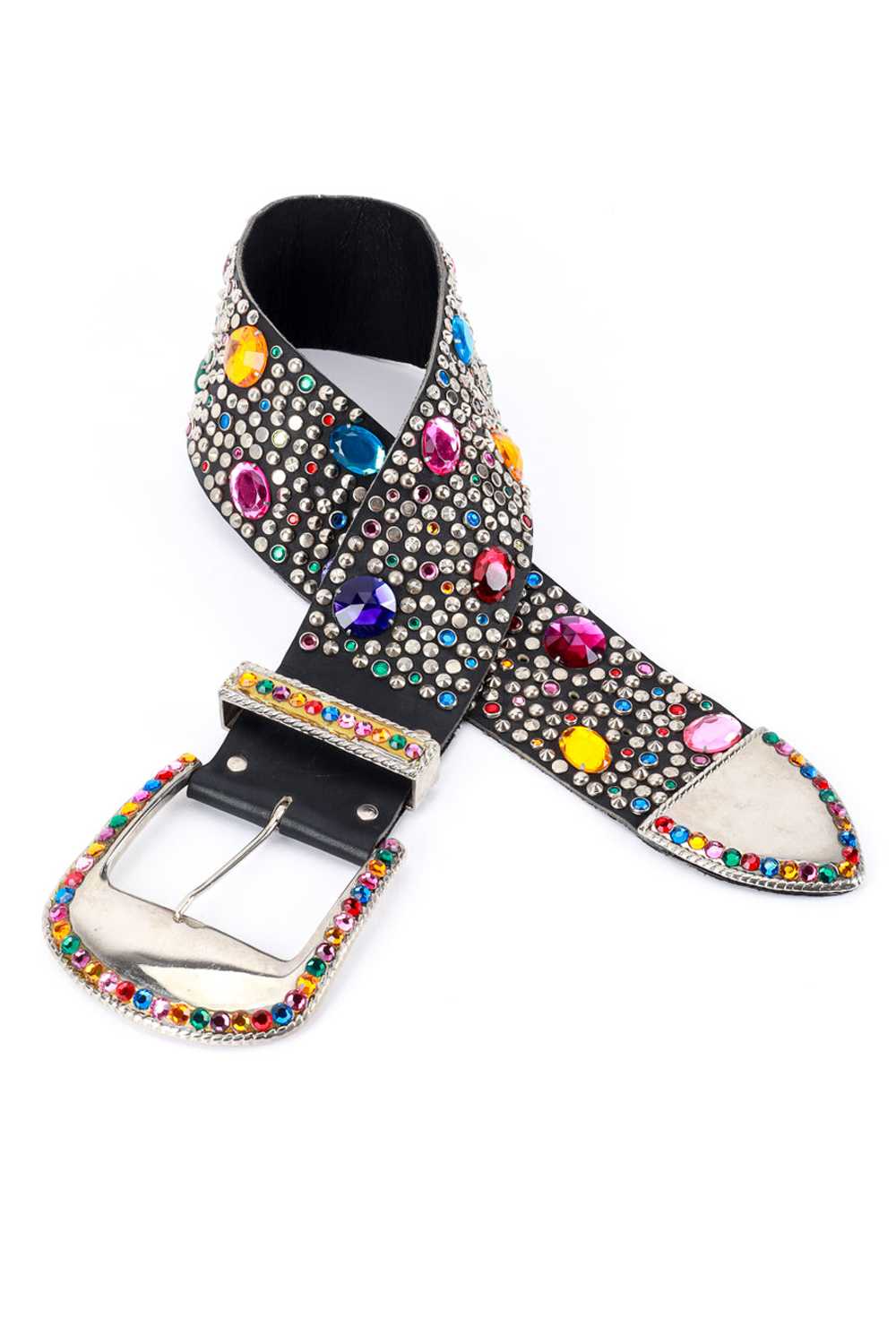 MICHAEL MORRISON Rainbow Rhinestone Studded Belt - image 1