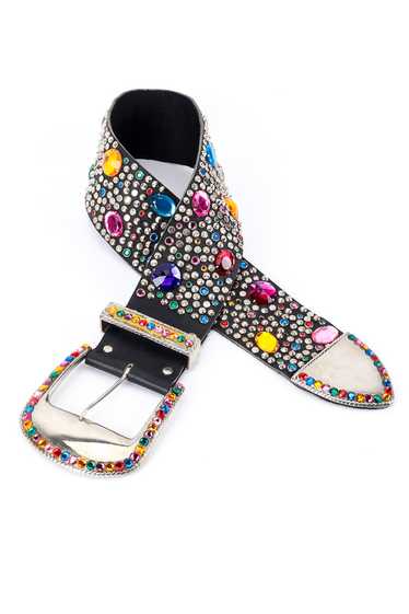 MICHAEL MORRISON Rainbow Rhinestone Studded Belt