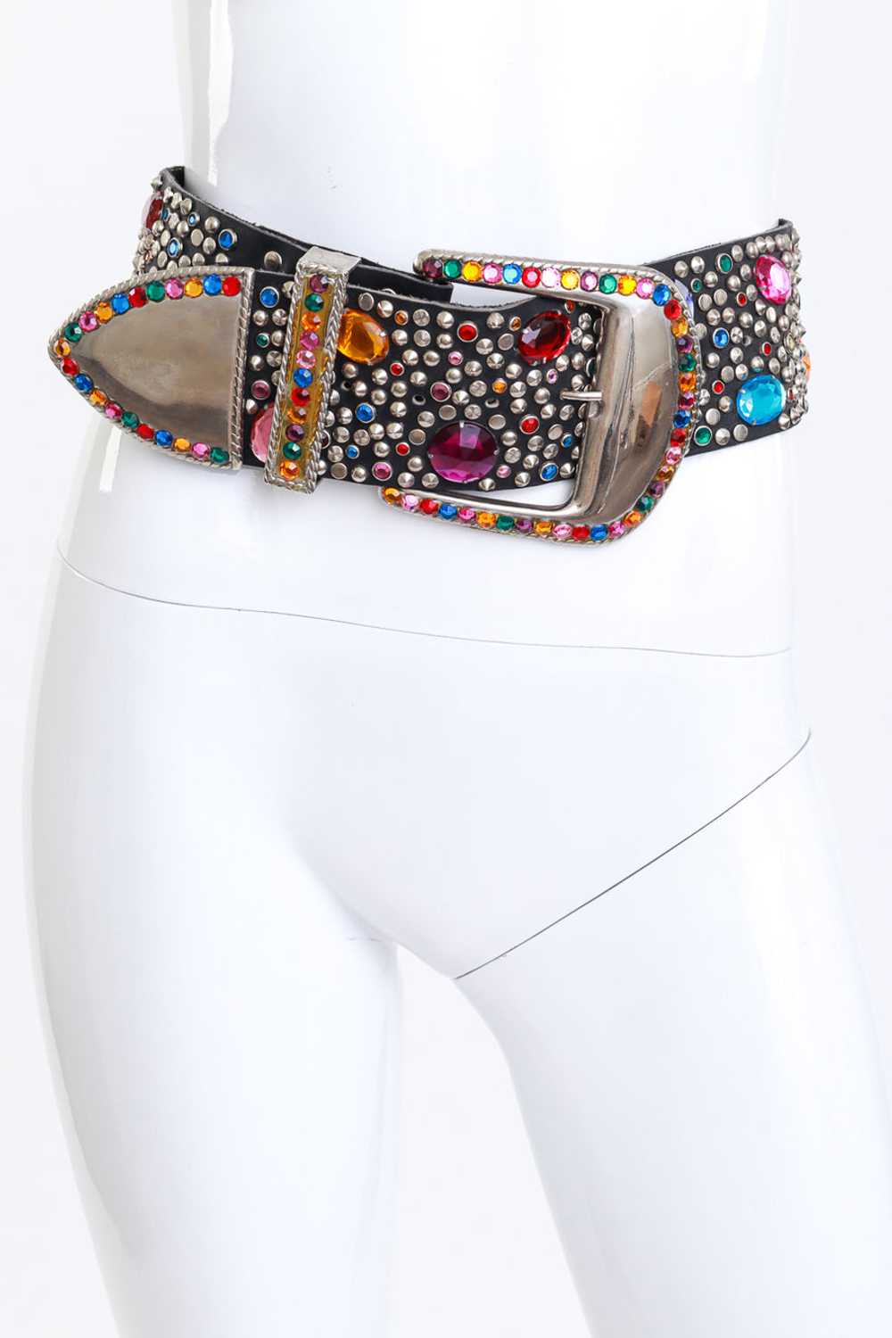 MICHAEL MORRISON Rainbow Rhinestone Studded Belt - image 3