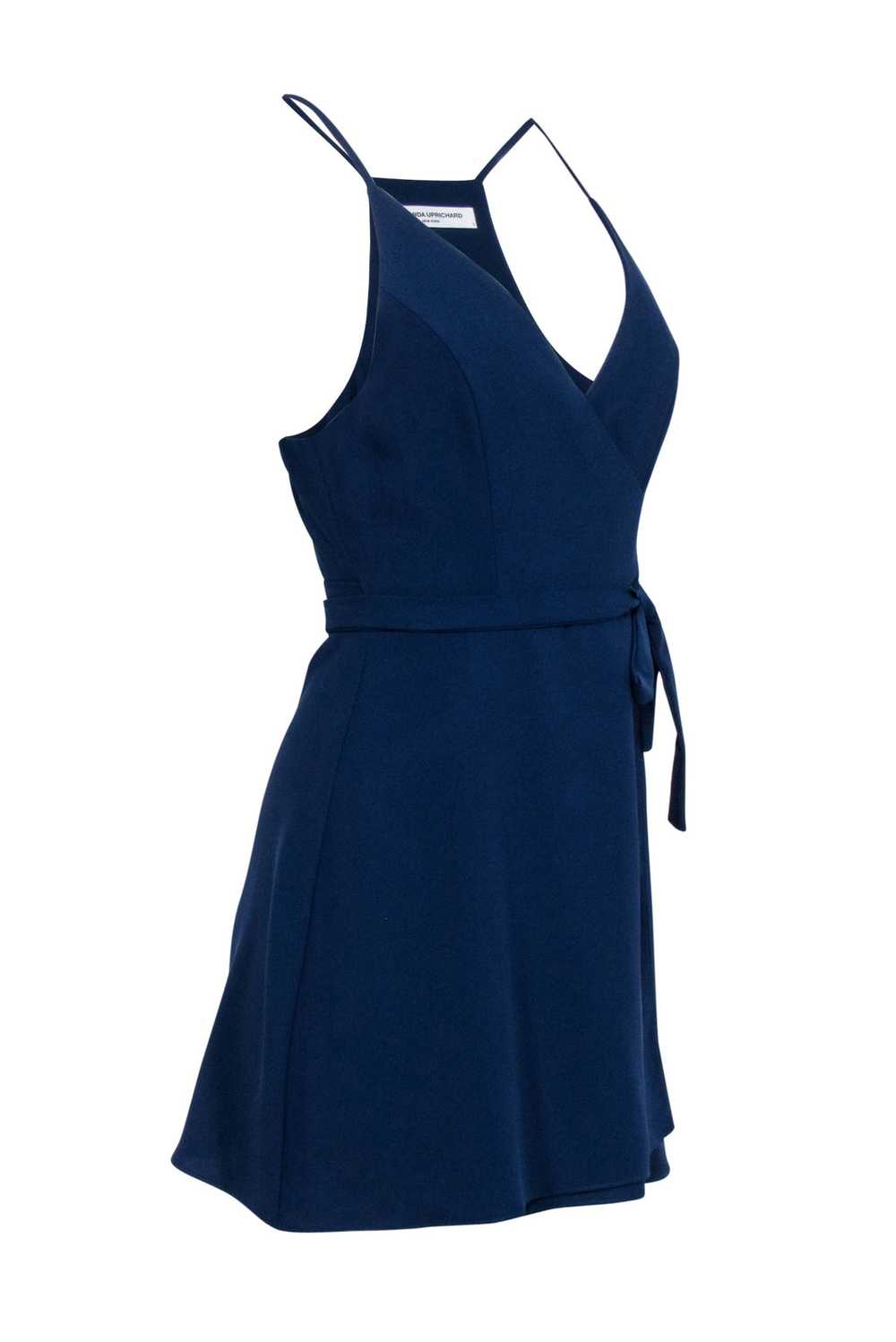 Amanda Uprichard - Navy Sleeveless Wrap Mini Dres… - image 2