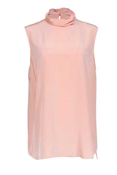 St. John - Pastel Orange Silk Draped Turtleneck To