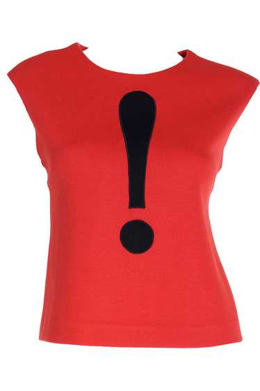 1990s Moschino Red Sleeveless Wool Blend Top w Exc