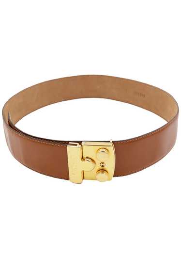 Vintage Moschino Redwall Brown Leather Belt with G