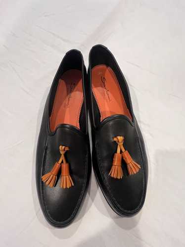 Santoni Santoni black leather tassel loafer