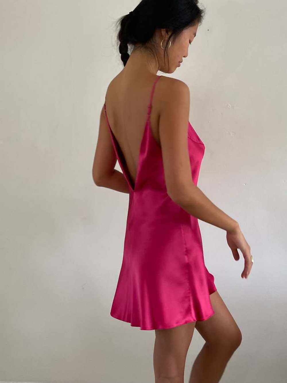 90s 100% Silk Charmeuse Mini Slip Dress - Cerise … - image 4