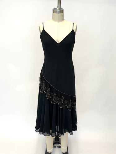 1970s Chiffon Embellished Dress - image 1