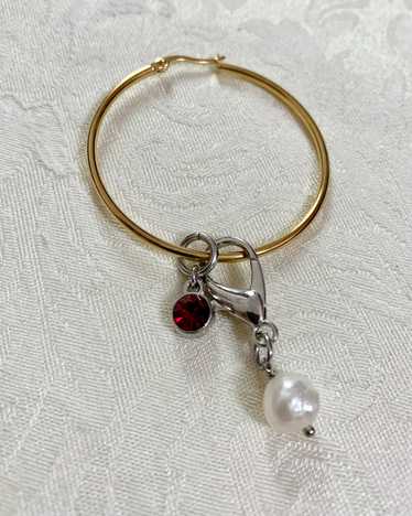 Freshwater pearl + rhinestone single earring