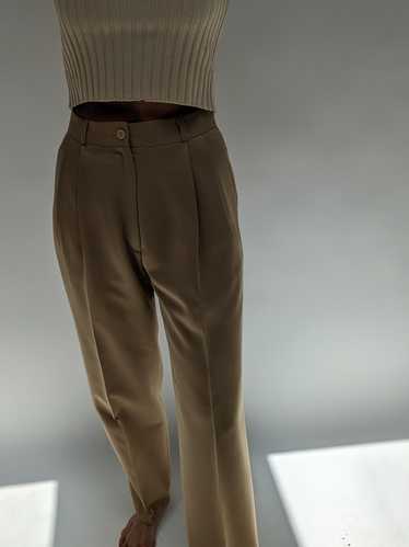 Vintage Camel Wool Twill Trousers - image 1