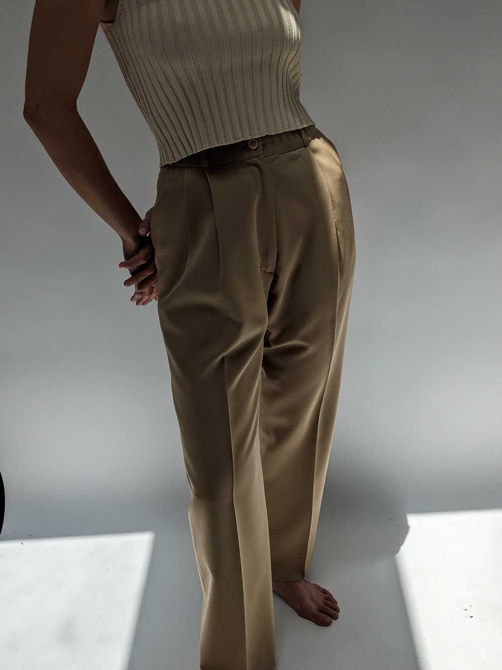 Vintage Camel Wool Twill Trousers - image 3