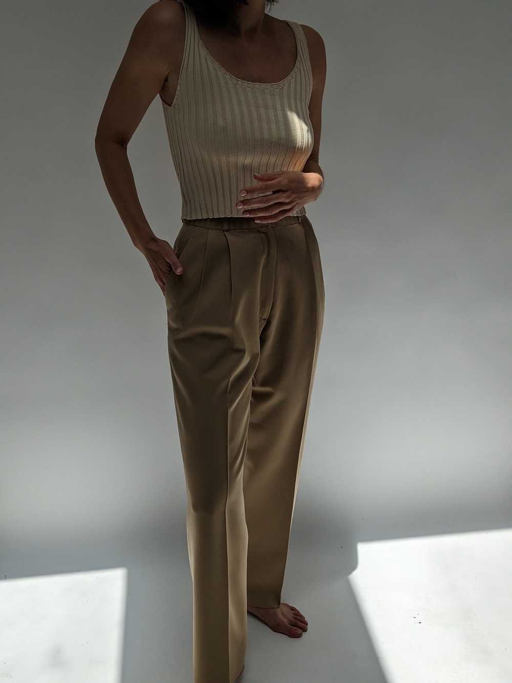 Vintage Camel Wool Twill Trousers - image 4