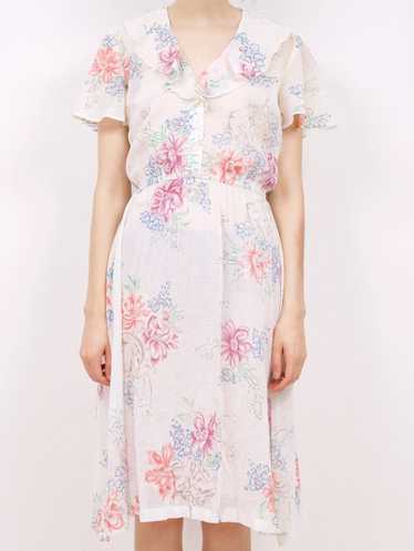 1970's ruffle neck floral dress