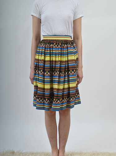 1950s Cotton Southwestern Print Full Skirt