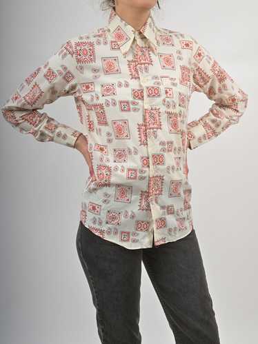 1970s Paisley Print Cotton Button Up Shirt