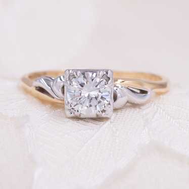 Two-tone .63 carat Diamond Solitaire c1950