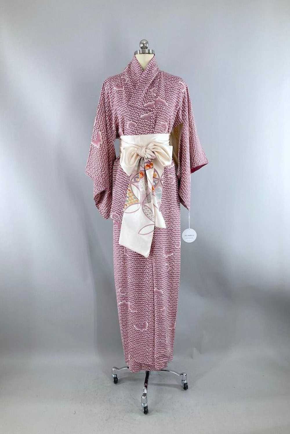 Vintage Lavender Butterflies Kimono - image 1