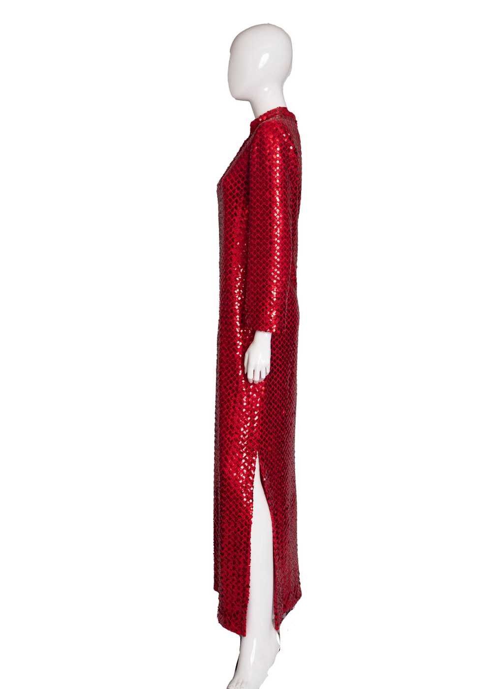 70s Lillie Rubin Red Sequin Dress L - image 4