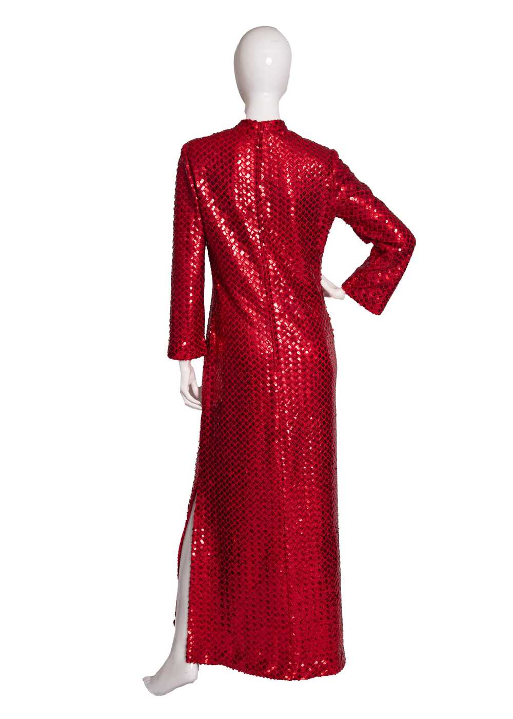 70s Lillie Rubin Red Sequin Dress L - image 5