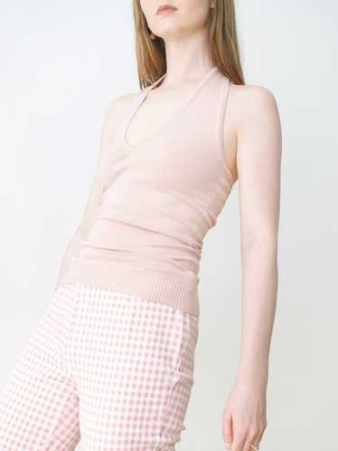 Blush Pink Silk Knit Halter Top