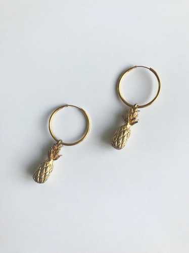 Golden Pineapple Charm Earrings