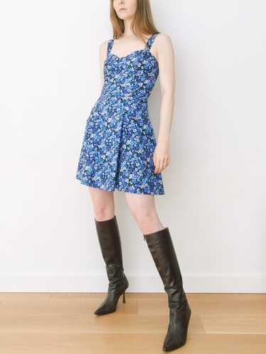 Blue Floral Bustier Dress