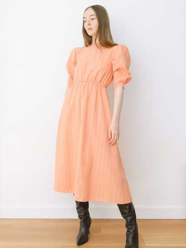 Peach Prairie Dress With Puff Sleeve