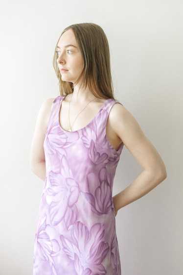 Purple Chiffon Floral Print Dress